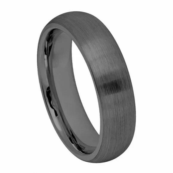 New Men or Women 6mm Dome brushed Gun metal Tungsten Wedding band Ring - Picture 1 of 2